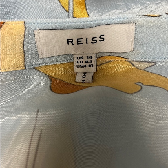 Reiss "Phoenix" Light Blue Long Sleeve Reef Print Blouse Size 10 - Picture 7 of 9